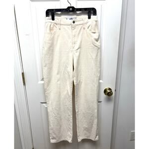 Hollister Cream Corduroy Pants, Ultra High Rise, Straight Leg, Women's Size 28